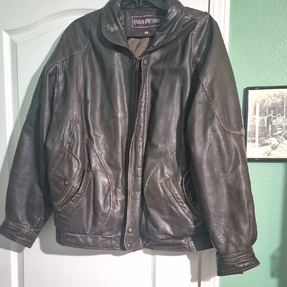 Evan Picone‎ Men's Brown Leather Jacket